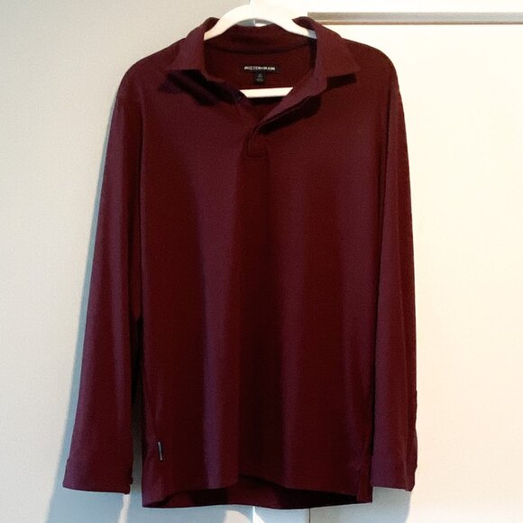 Mizzen + Main Henley Men Long Sleeve Collared Maroon Shirt in Size M Trim - Picture 1 of 9